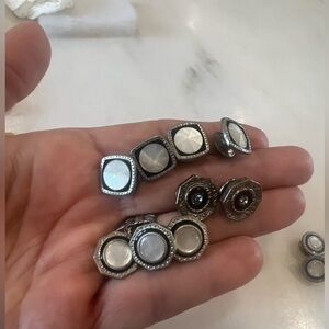 Antique Art Deco silver & enamel guilloche tuxedo set 9